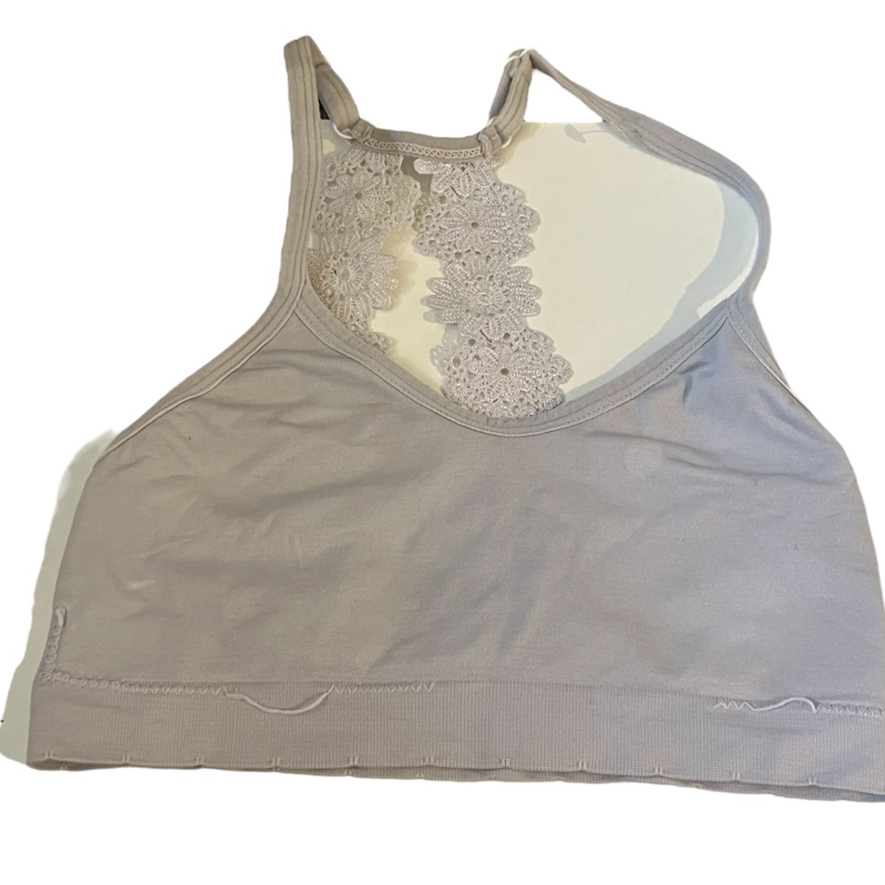 White Sports Bra with Floral Lace